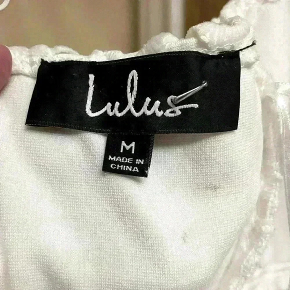 Lulus white crochet mini dress spaghetti straps size medium - Picture 8 of 9